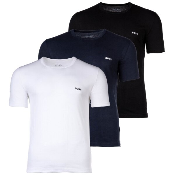 BOSS Mens T-shirt, 3-pack - RN 3P Classic, round neck, short sleeve, cotton, plain Black/Blue/White M (Medium)