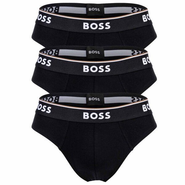 BOSS Herren Slips, 3er Pack - Briefs 3P Power, Cotton Stretch, Logo, einfarbig Schwarz M