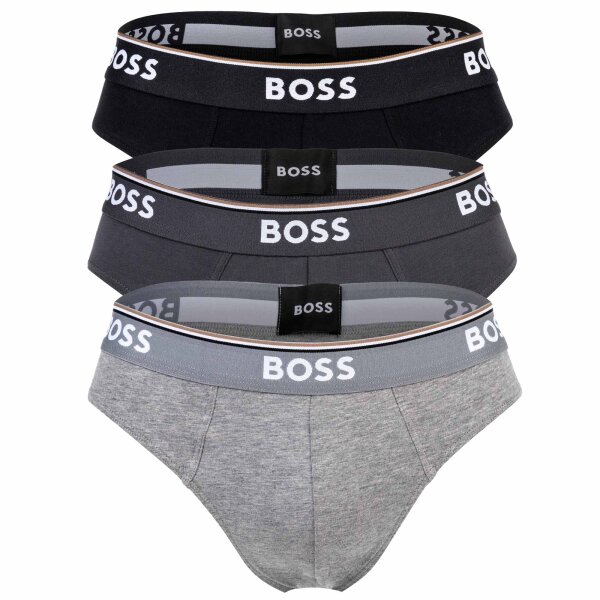 BOSS Mens Briefs, 3-pack - Briefs 3P Power, Cotton Stretch, Logo, Plain Grey M (Medium)