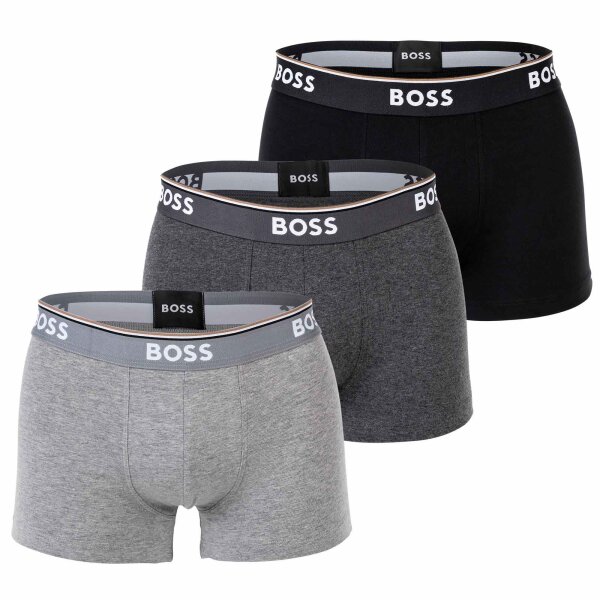 BOSS Herren Trunks, 3er Pack - 3P Power, Boxershorts, Cotton Stretch, Logo, uni Grau M