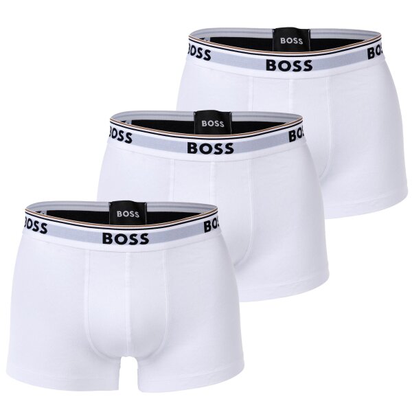 BOSS Herren Trunks, 3er Pack - 3P Power, Boxershorts, Cotton Stretch, Logo, uni Weiß M