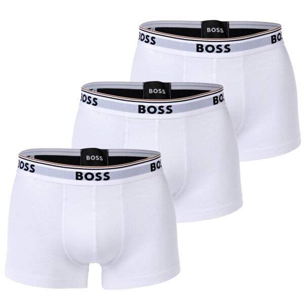 BOSS Herren Trunks, 3er Pack - 3P Power, Boxershorts, Cotton Stretch, Logo, uni Weiß L