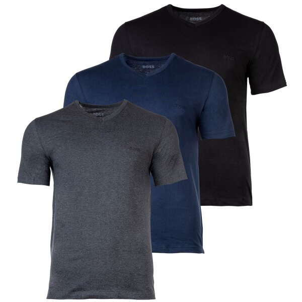 BOSS Herren T-Shirt, 3er Pack - TShirtVN 3P Classic, Unterhemd, V-Neck, Cotton Blau/Grau/Schwarz M