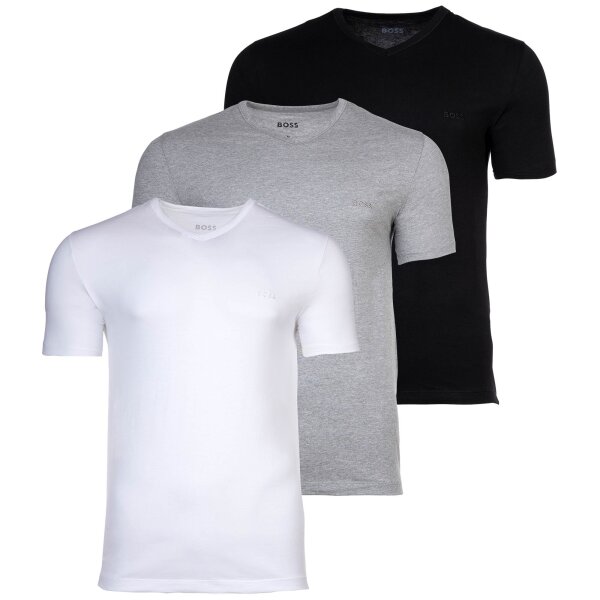 BOSS Herren T-Shirt, 3er Pack - TShirtVN 3P Classic, Unterhemd, V-Neck, Cotton Weiß/Grau/Schwarz M