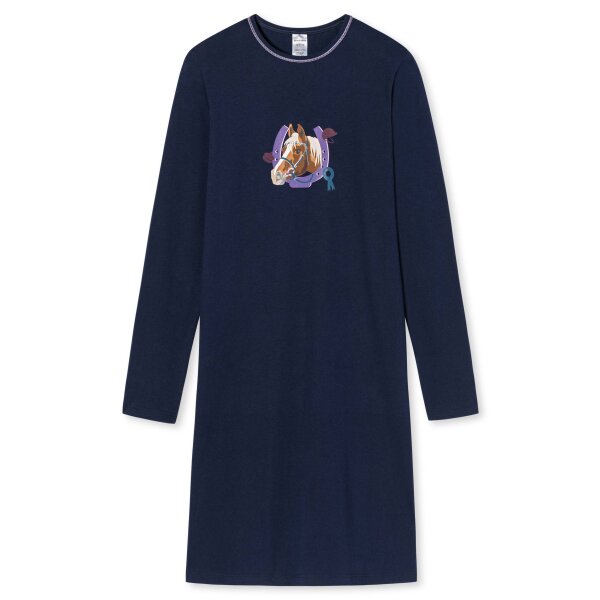 SCHIESSER Girls Nightgown - Nightwear, Cotton, Long Sleeve, Horse, unicolor