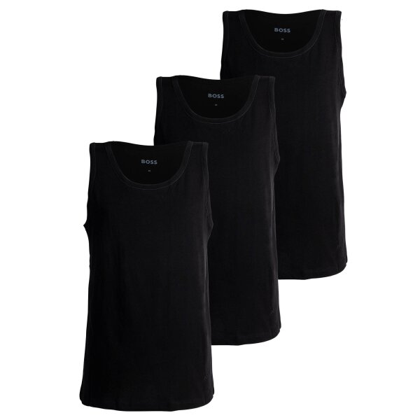 BOSS Mens Tank Top, 3-pack - 3P Classic, vest, no sleeves, round neck, cotton Black L (Large)