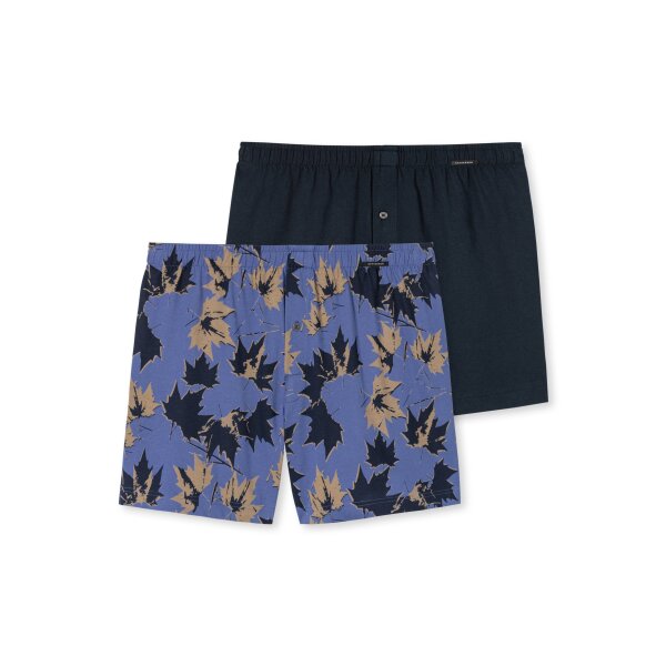 SCHIESSER Herren Shorts 2er Pack - Serie "Fun Prints", Unterhose, Jersey-Shorts Dunkelblau/Hellblau S