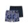 SCHIESSER Mens Shorts 2-Pack - Series "Fun Prints", Underpants, Jersey Shorts Dark blue/Light blue S (Small)