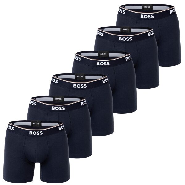 BOSS Herren Boxershorts, 6er Pack - Boxer Briefs 6P Power, Cotton Stretch, Logo Dunkelblau L