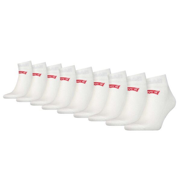 LEVIS Unisex 9-Pack Sports Socks - Mid Cut BATWING, Logo, ECOM White 43-46