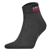 Levis Unisex 6er Pack Sportsocken - Mid Cut SPRTWR, Logo, ECOM Schwarz/Grau 39-42