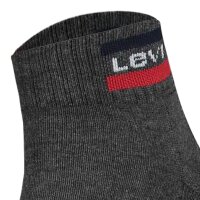 Levis Unisex 6er Pack Sportsocken - Mid Cut SPRTWR, Logo, ECOM Schwarz/Grau 39-42