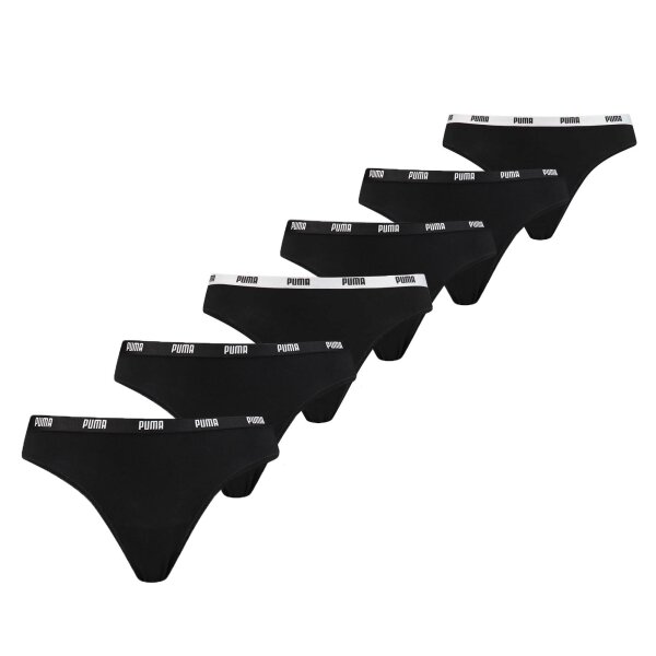 PUMA Ladies Iconic String, Pack of 6 - Soft Cotton Stretch Black S (Small)