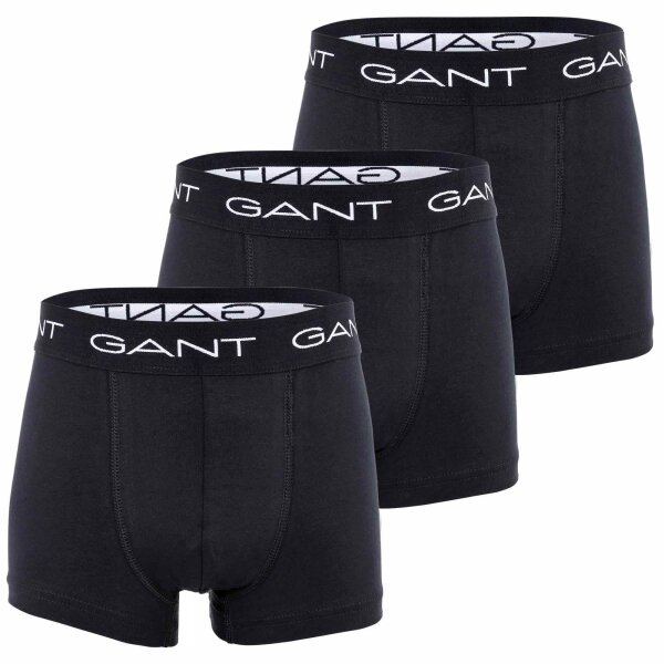 GANT Boys Boxer Shorts, 3-Pack - Trunks, Cotton Stretch, Solid Colour Black 122/128