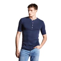 SCHIESSER Revival Mens Shirt - 1/2 Sleeve, short Sleeve Undershirt, Karl-Heinz Dark Blue XL (X-Large)