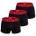 HUGO Mens Boxer Shorts, 3-pack - Trunks Triplet Pack, Logo, Cotton Stretch Black/Red M (Medium)