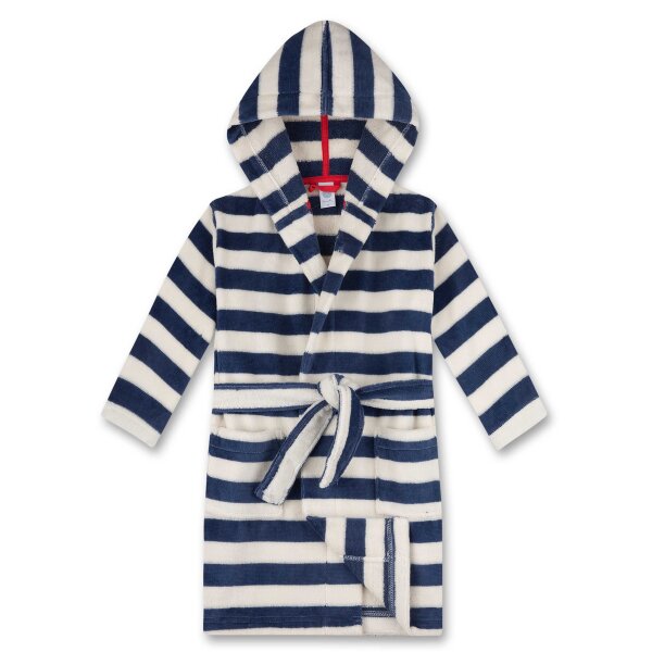 Sanetta Boys Bathrobe - Swimwear, Cotton, Hood, Pocket, Stripes Blue/White 104