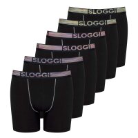 Sloggi Mens Long Boxer Shorts, 6 Pack - GO ABC NATURAL H Short, Organic Cotton Black S (Small)