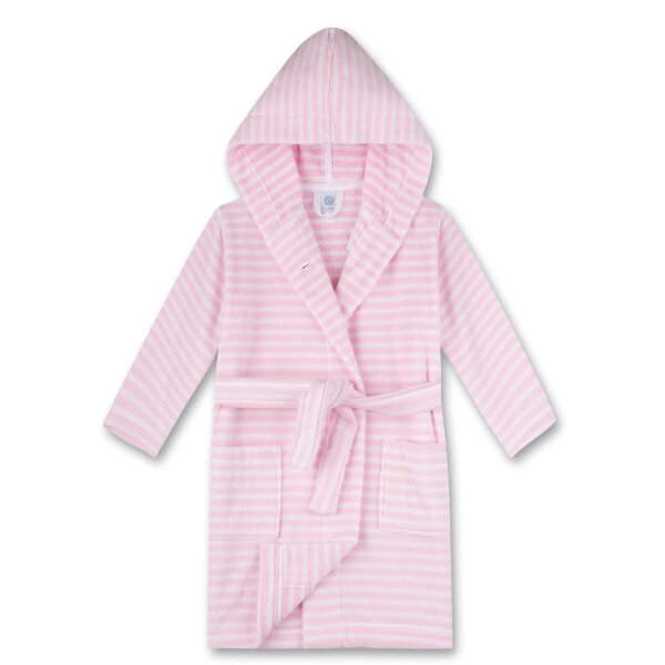 Sanetta Girls Bathrobe - Swimwear, Cotton, Hood, Pocket, Stripes Pink/White 104