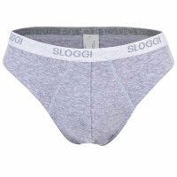 Sloggi Mens Briefs, 2-Pack - Basic Mini, Underwear, Underpants, Cotton, Logo, solid color Grey XL (X-Large)