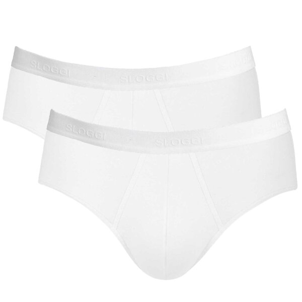 Sloggi Mens Briefs, 2-Pack - 24/7 Midi, Underwear, Underpants, Cotton, Logo, solid color White M (Medium)