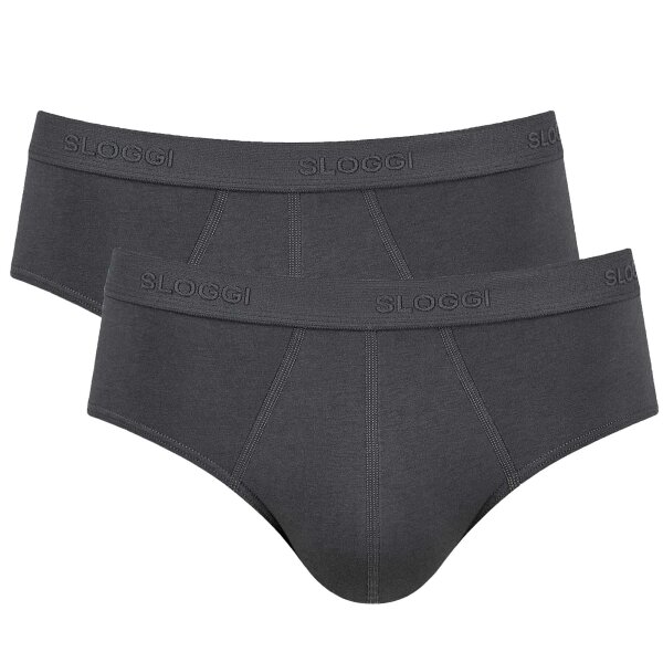 Sloggi Herren Slips, 2er Pack - 24/7 Midi, Unterwäsche, Unterhose, Baumwolle, Logo, einfarbig Schwarz 2XL