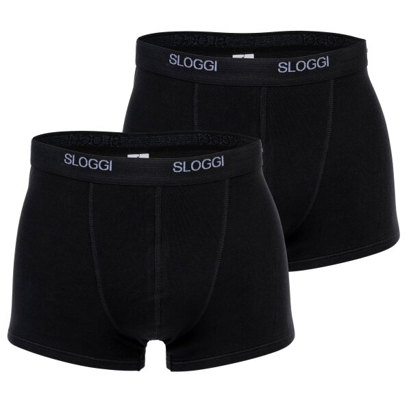 Sloggi Herren Boxershorts, 2er Pack - Basic Short 2P, Unterwäsche, Unterhose, Baumwolle, Logo, einfarbig