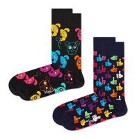 Happy Socks Unisex Socken, 2er Pack - Classic Crew, Organic Cotton, Farbmix Dog 36-40
