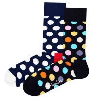 Happy Socks Unisex Socks, 2-pack - Classic Crew, Organic Cotton, Mix of Colours Big Dot 2 41-46 (UK 7,5-11,5)