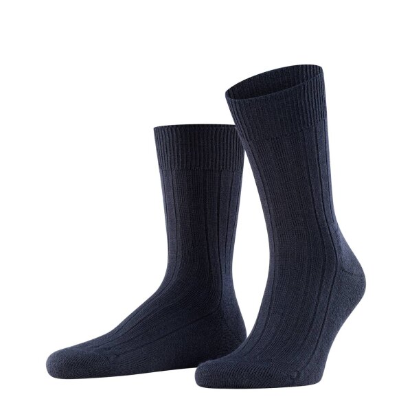 FALKE Herren Socken - Teppich im Schuh, Merinowolle, Unifarben Dunkelblau 45-46