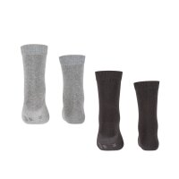 FALKE Kinder Socken, 2er Pack - Happy, Kurzsocken Schwarz/Grau 39-42