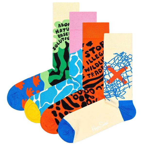 Happy Socks Unisex Socken, 4er Pack - WWF Gift Set, Geschenkbox, Farb-Mix