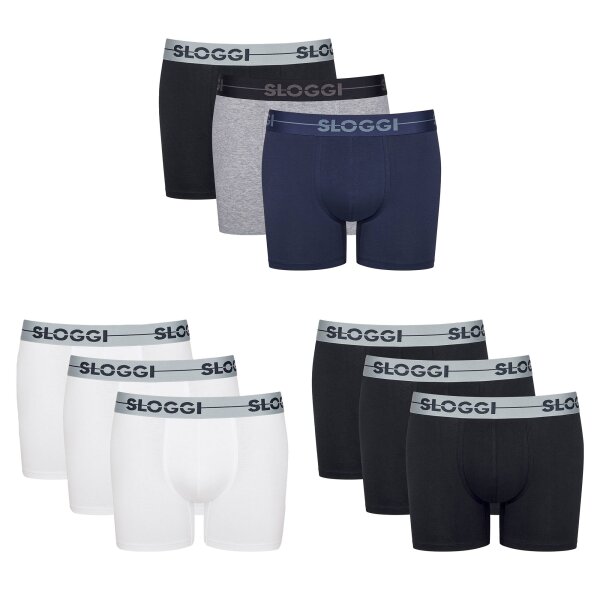 Sloggi Herren Boxershorts, Vorteilspack - Unterwäsche, Short, Baumwolle, Logo, einfarbig