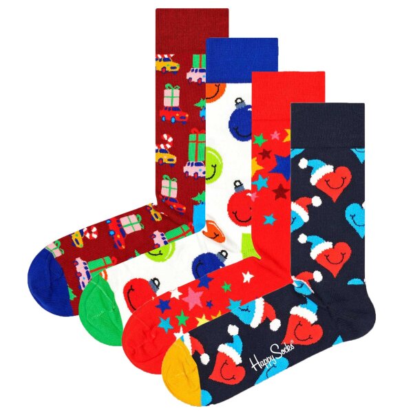Happy Socks Unisex Socken, 4er Pack - X-MAS Geschenkbox, Farbmix