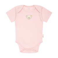 Steiff Baby Body - Strampler, Baumwolle, Bär, Logo, kurzarm, einfarbig Rosa 50