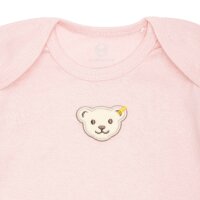 Steiff Baby Body - Strampler, Baumwolle, Bär, Logo, kurzarm, einfarbig Rosa 50