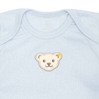 Steiff Baby Bodysuit - Romper, Cotton, Bear, Logo, short Sleeves, solid color Light blue 56