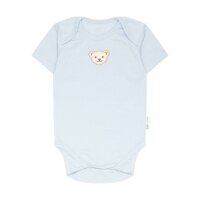 Steiff Baby Body - Strampler, Baumwolle, Bär, Logo, kurzarm, einfarbig Hellblau 74
