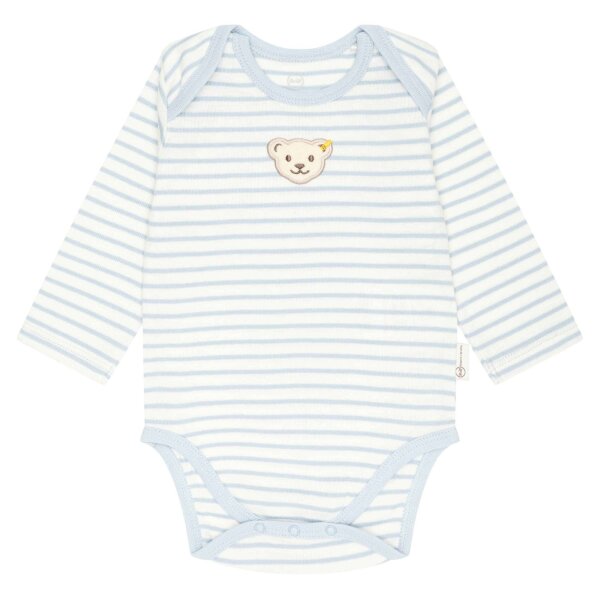 Steiff Baby Body - Romper Suit, Sotton, Bear, Stripes, Logo, long sleeve