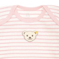 Steiff Baby Body - Romper Suit, Sotton, Bear, Stripes, Logo, long sleeve Pink/White 86
