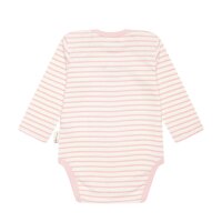 Steiff Baby Body - Strampler, Baumwolle, Bär, Streifen, Logo, langarm Rosa/Weiß 86