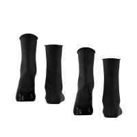 FALKE Damen Socken, 2er Pack - Happy, Kurzsocken, Rollbündchen Schwarz 39-42
