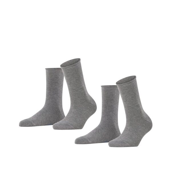 FALKE Damen Socken, 2er Pack - Happy, Kurzsocken, Rollbündchen Grau 35-38