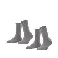 FALKE Damen Socken, 2er Pack - Happy, Kurzsocken, Rollbündchen Grau 35-38
