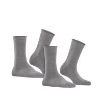 FALKE Womens socks, 2-pack - Happy, short socks, rolled cuffs Grey 35-38 (UK 2,5-5)