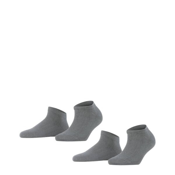 FALKE Damen Socken, 2er Pack - Happy, Sneakersocken, einfarbig Grau 39-42