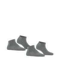 FALKE Damen Socken, 2er Pack - Happy, Sneakersocken, einfarbig Grau 39-42