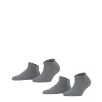 FALKE Womens Socks, 2-pack - Happy, Sneaker Socks, solid color Grey 39-42 (UK 5,5-8)