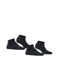 FALKE Damen Socken, 2er Pack - Happy, Sneakersocken, einfarbig Schwarzblau 39-42