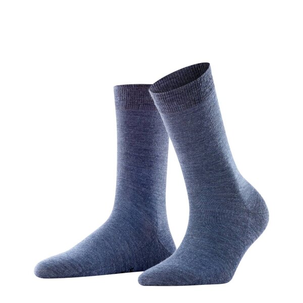 FALKE Damen Socken - Softmerino SO, Kurzsocken, einfarbig Blau 41-42